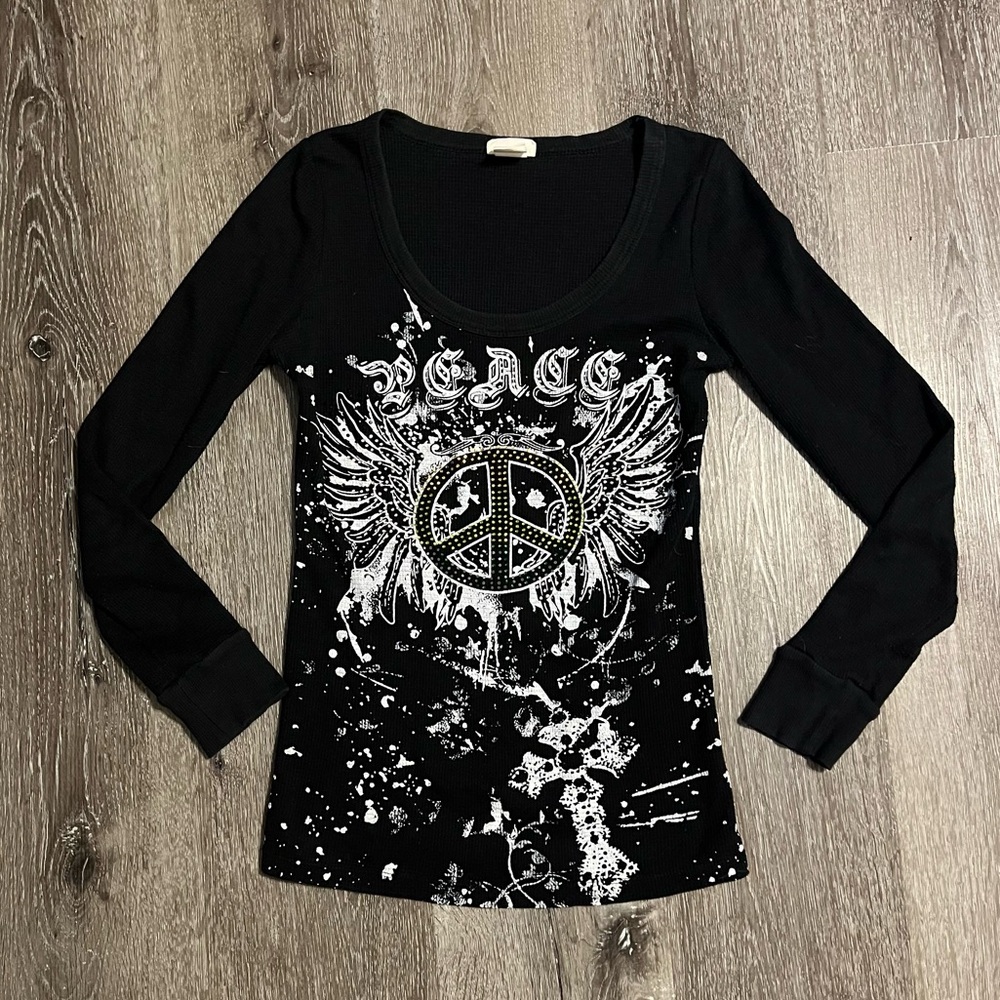 Vintage Y2K Grunge Thermal Graphic Top